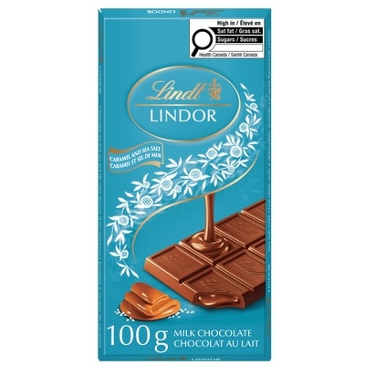 Lindt LINDOR Milk Caramel & Sea Salt Chocolate Bar 100 g, $5.99/100g