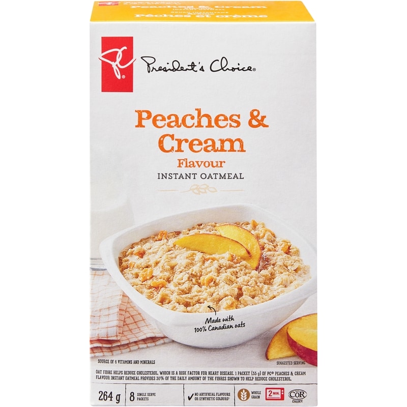 Instant Oatmeal, Peaches and Cream, 8 Servings