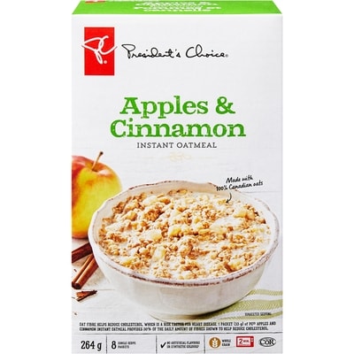 President's Choice Apples and Cinnamon Instant Oatmeal 264 g, $1.70/100g