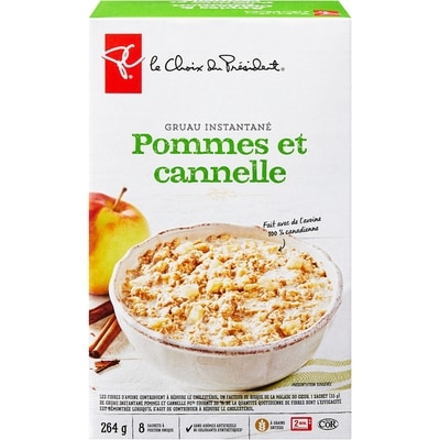 le Choix du Président Gruau instantané pommes et cannelle 264 g, 1,70 $/100g