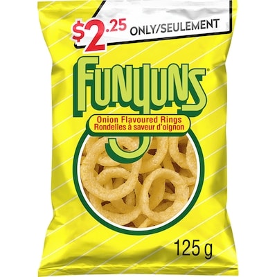 Funyuns Onion Flavoured Rings Seasoned Corn Snacks 125 g, $1.80/100g