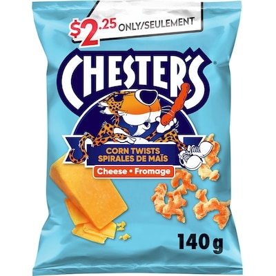Chester’s Spirales de Maïs Fromage Grignotines à saveur de Fromage 140 g, 1,61 $/100g