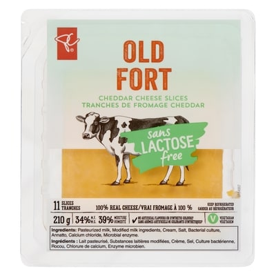 President's Choice Lactose Free Old Cheddar Cheese Slices 210 g, $2.85/100g