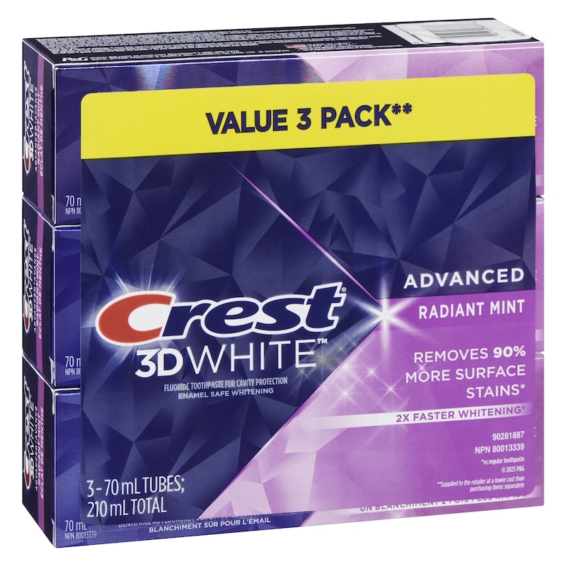 3D White Advanced, Whitening Toothpaste Radiant Mint, Pack of 3