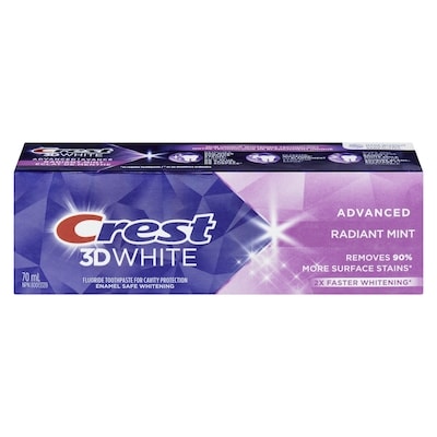 Crest 3D Whitening Toothpaste, Advanced Radiant Mint, 2X Faster Whitening 70 ml, $8.99/100ml