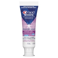 Crest Dentifrice blanchissant 3D, menthe radieuse avancée, blanchiment 2 fois plus rapide 70 ml, 9,27 $/100ml