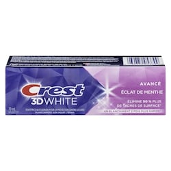 Crest Dentifrice blanchissant 3D, menthe radieuse avancée, blanchiment 2 fois plus rapide 70 ml, 9,27 $/100ml