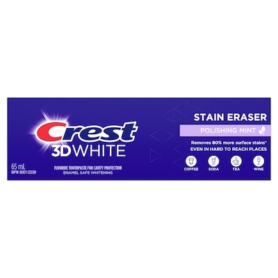 Crest 3d White Stain Eraser Teeth Whitening Toothpaste, Polishing Mint 65 ml, $5.38/100ml