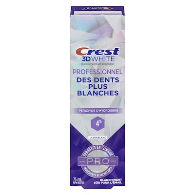 Crest Blanchisseur de dents 3D White Professionnel, peroxyde d'hydrogène à 4 % 75 ml, 14,65 $/100ml