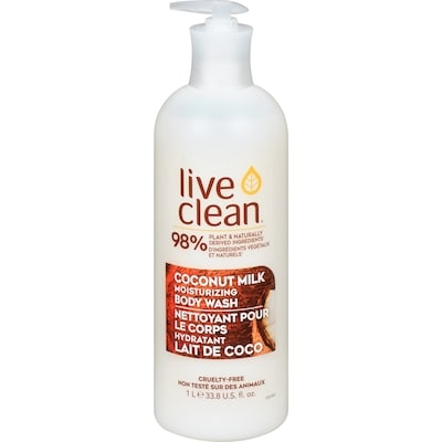 Live Clean Coconut Milk Hydrating Body Wash 1 l, $1.55/100ml