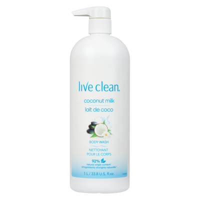 Live Clean Coconut Milk Hydrating Body Wash 1 l, $1.50/100ml