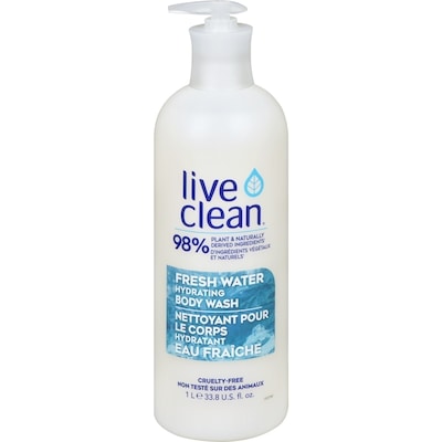 Live Clean Nettoyant pour le corps hydratant eau fraîche 1 l, 1,50 $/100ml