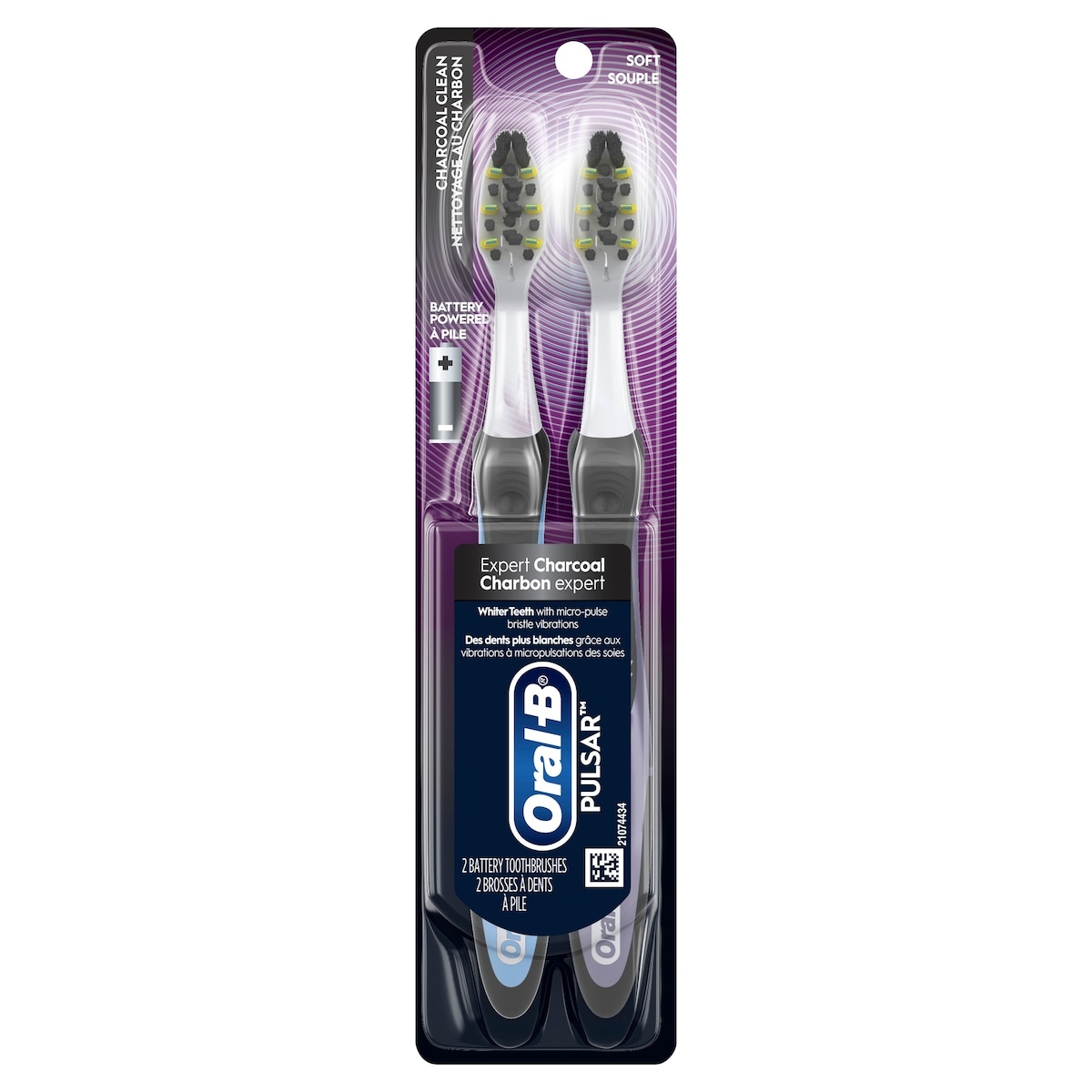 Oral-B Brosse à dents Pulsar charbon de bois à piles souples paquet de 2 2 ea, 8,00 $/1ch
