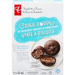le Choix du Président Bouchées de crème glacée, pâte à biscuits au triple chocolat 180 ml, 3,33 $/100ml