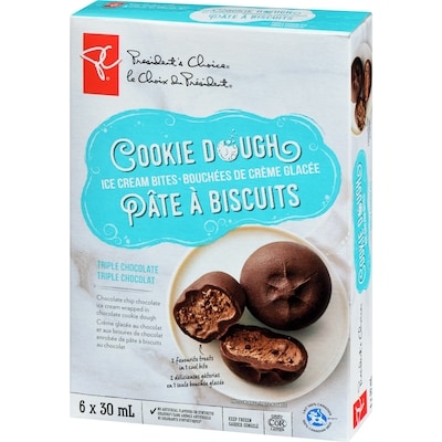 Bouchées de crème glacée, pâte à biscuits au triple chocolat