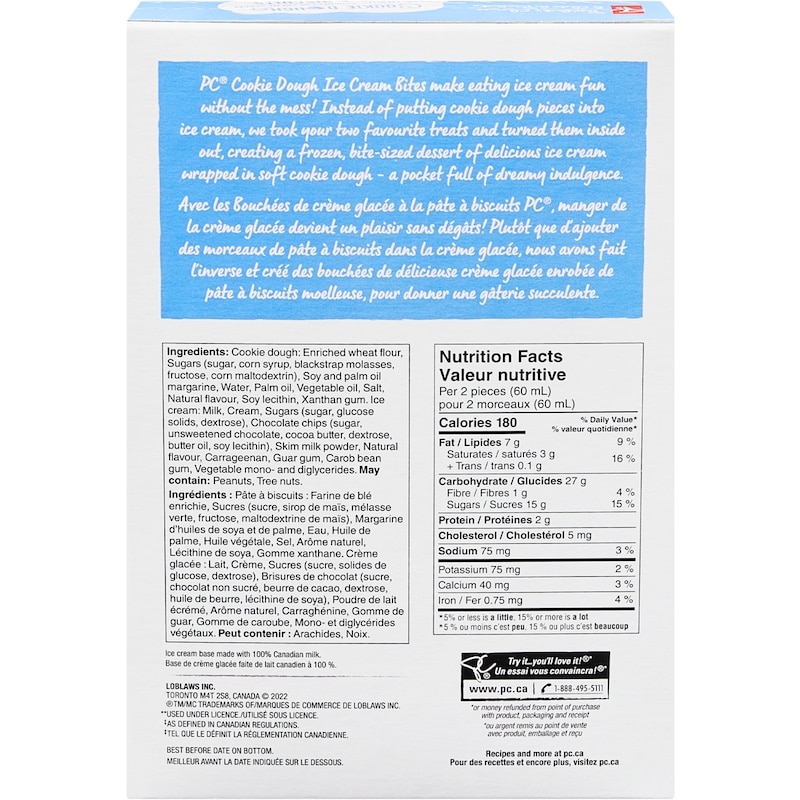 Cookie Dough Vanilla Chocolate Chip Ice Cream Bites