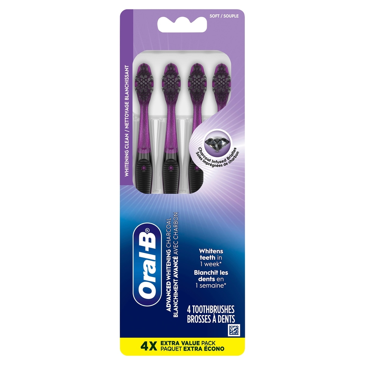 Oral-B Brosse à dents souple charbon paquet de 4 4 ea, 4,25 $/1ch