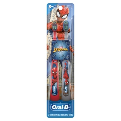 Oral-B Brosse à dents Spiderman extra-douce pour enfants 3+ ans paquet de 2 2 ea, 3,00 $/1ch