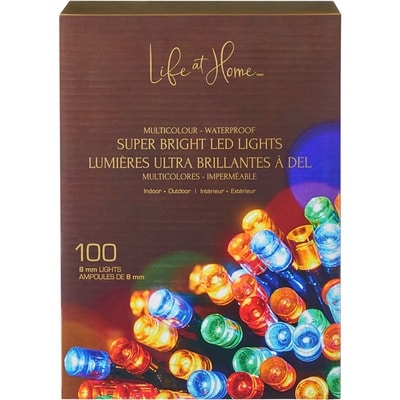 Life at Home Super Bright LED Lights 100 Count -  Multicoloured 1 ea, $19.00/1ea