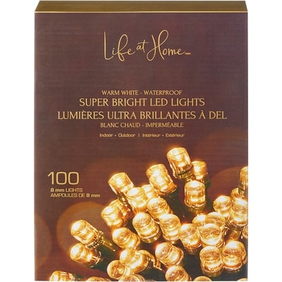 Life at Home Jeu de 100 lumières ultra brillantes à DEL – blanc chaud 1 ea, 19,00 $/1ch