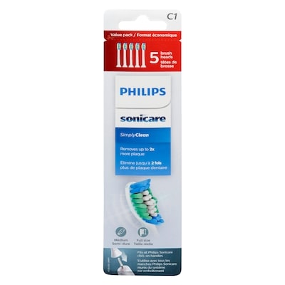 Philips Sonicare Simply Clean Brush Heads Value Pack 5 ea, $12.80/1ea