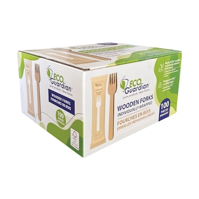 null Fourchette en bois naturel, en vrac (100 unités) 100 ea, 0,06 $/1ch