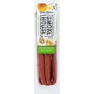 Gold Label Smoke house pepperoni fumé naturellement miel et ail 225 g, 2,67 $/100g