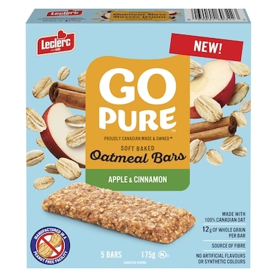 Leclerc Go Pure Oatmeal Bars Apple & Cinnamon 175 g, $2.74/100g