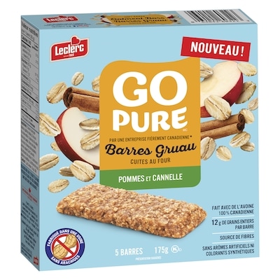 Go Pure barres gruau cuites au four pommes et cannelle