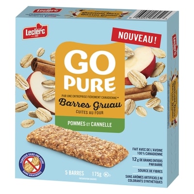 Go Pure barres gruau cuites au four pommes et cannelle