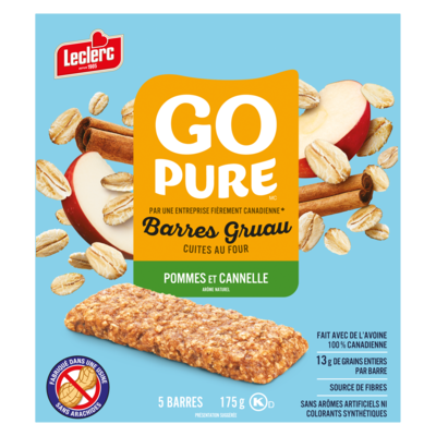 Go Pure barres gruau cuites au four pommes et cannelle