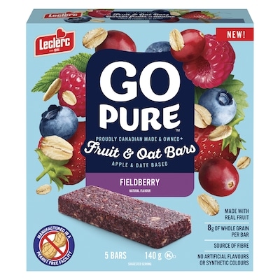Leclerc Go Pure Fruit & Oat Bars Fieldberry 140 g, $2.50/100g