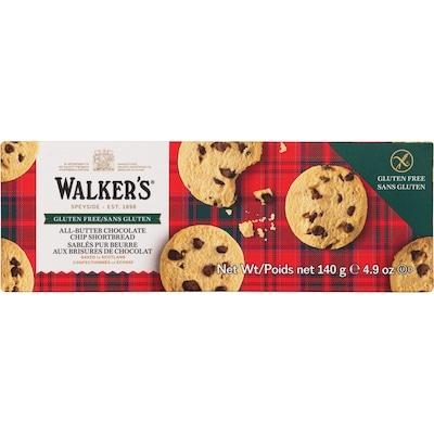 Walkers Gluten Free Chocolate Chip Shortbread 140 g, $5.00/100g