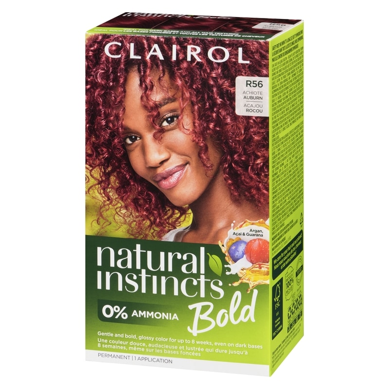 Natural Instincts Bold, R56 Achiote Auburn, permanent hair dye with 0% ammonia
