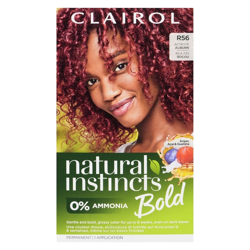 Natural Instincts Bold, R56 Achiote Auburn, permanent hair dye with 0% ammonia