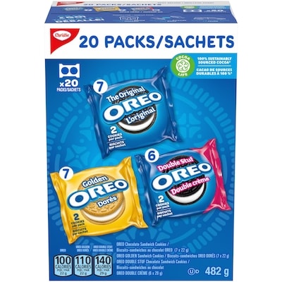 Christie OREO Original Chocolate & Double Stuf & Golden Vanilla Sandwich Cookies 482 g, $2.07/100g