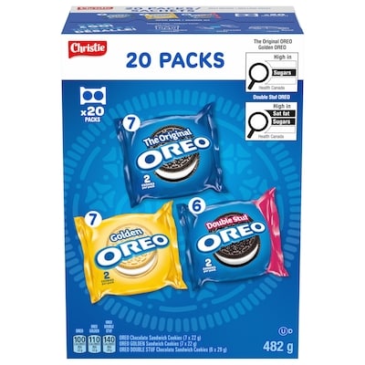 Christie OREO Original Chocolate & Double Stuf & Golden Vanilla Sandwich Cookies 482 g, $2.28/100g