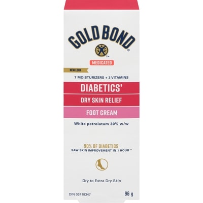 Gold Bond Medicated Diabetics' Dry Skin Relief Foot Cream, Foot Cream for Dry Cracked Feet With 30% White Petrolatum, Vitamins A and E for Fast, Long-Lasting Dry Feet and Heels Relief 1 ea, $15.99/1ea