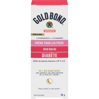 Gold Bond Medicated Crème pour les pieds secs dus au diabète, crème pour les pieds secs et fissurés avec 30% de pétrolatum blanc, vitamines A et E pour un soulagement rapide et durable des pieds et talons sec 1 ea, 16,49 $/1ch