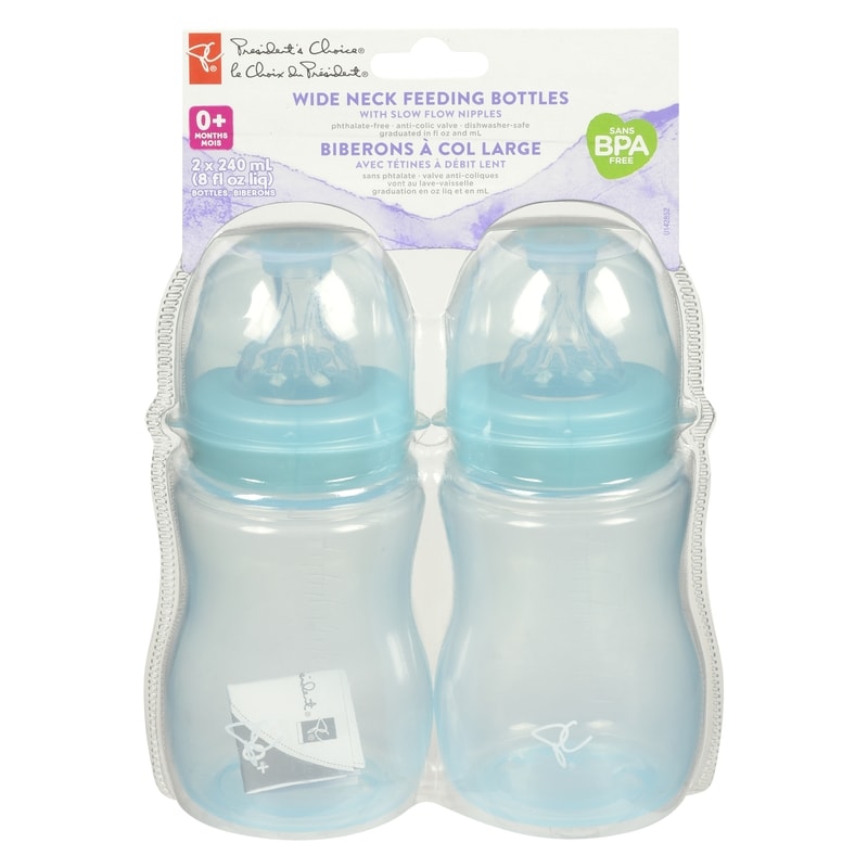 Wide Neck Feeding Bottles With Slow Flow Nipples 0+ Months