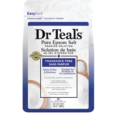 Dr. Teal's Pure Epsom Salt Soaking Solution, Fragrance Free 1810 g, $0.62/100g