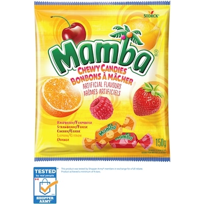 Mamba Chewy Candies  150 g, $2.33/100g