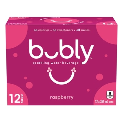 Bubly Sparkling Water Raspberry Sparkling Water 12x355.0 ml, $0.19/100ml