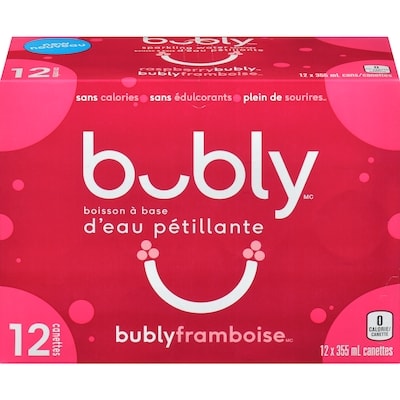 Eau pétillante Bubly Framboise 12x355.0 ml, 0,20 $/100ml