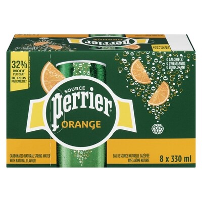 Perrier Orange Carbonated Natural Spring Water, No Calories, No Sweeteners, No Sodium, Can 8x330.0 ml, $2.72/100ml