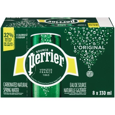 Perrier Eau de source naturelle gazéifiée original paquet de 8 8x330.0 ml, 0,30 $/100ml