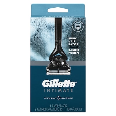Gillette Intimate Pubic Hair Razor for Men, Men’s Pubic Razor for Manscaping, Gentle and Easy to Use, Designed For Pubic Hair, 1 Razor Handle, 2 Razor Blade Refills 1 ea, $29.99/1ea