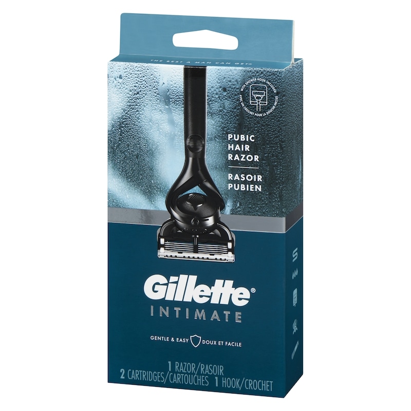 Intimate Pubic Hair Razor for Men, Men’s Pubic Razor for Manscaping, Gentle and Easy to Use, Designed For Pubic Hair, 1 Razor Handle, 2 Razor Blade Refills