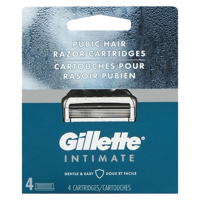Gillette Intimate Pubic Hair Razor Cartridges, 4 Razor Blade Refills 4 ea, $7.50/1ea