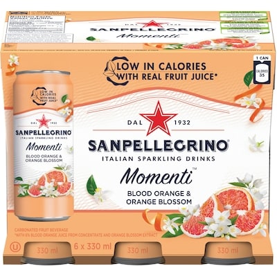 San Pellegrino Sparkling Drinks, Blood Orange & Orange Blossom 6x330.0 ml, $0.45/100ml